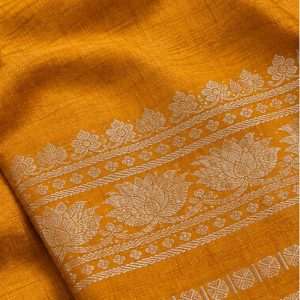 Mustard Bentex Tussar Silk Saree