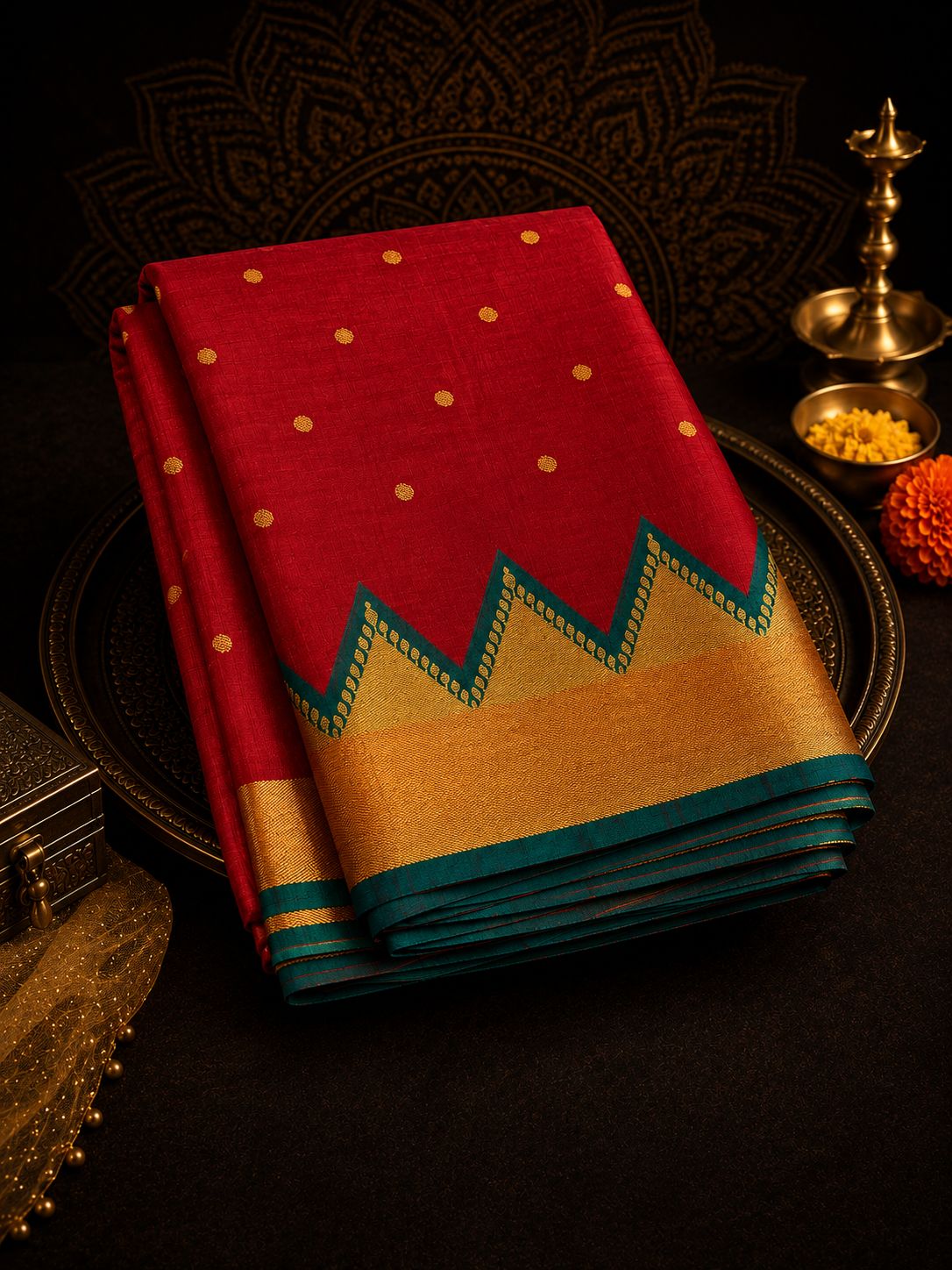 Golden Temple Butti Pure Silk Saree